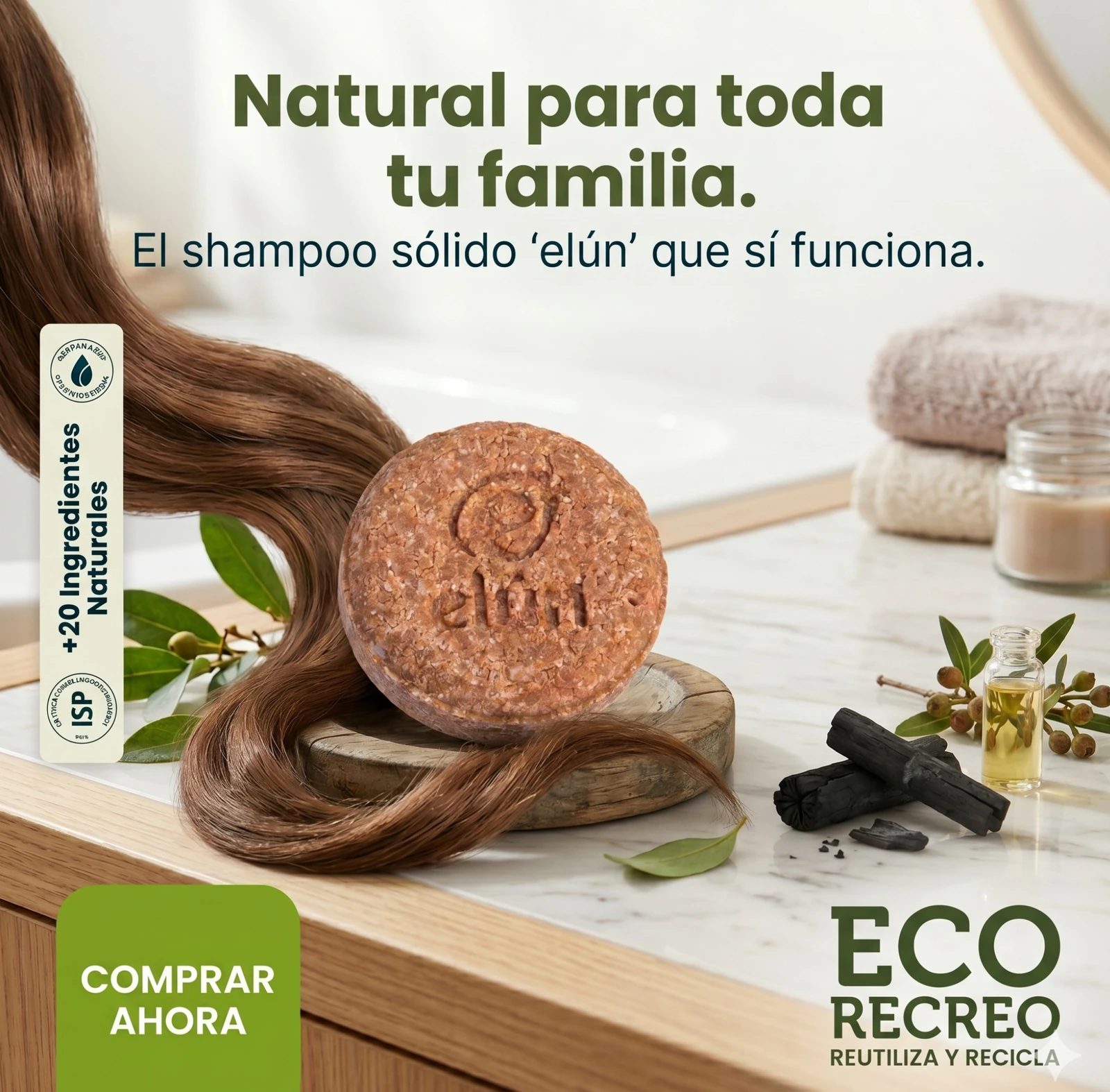 Shampoo sólido Elún · natural para toda tu familia